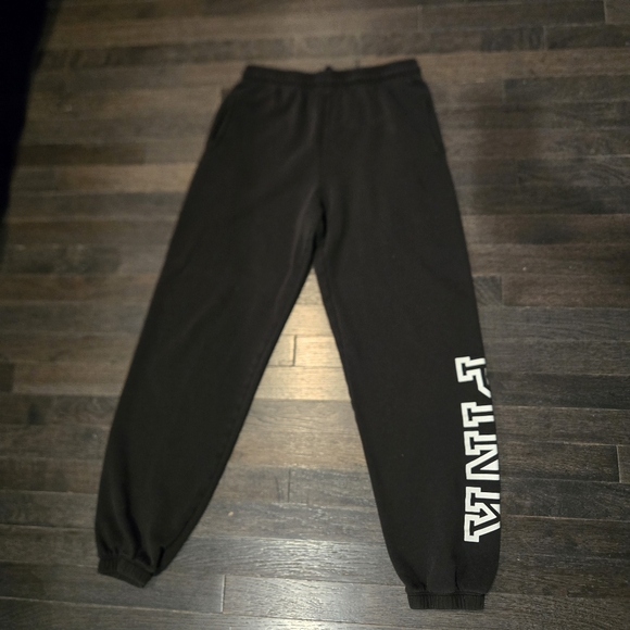 PINK Victoria's Secret Pants - Victoria's Secret PINK Oversized Sweatpants - Black w/White Lettering -SZ XSmall